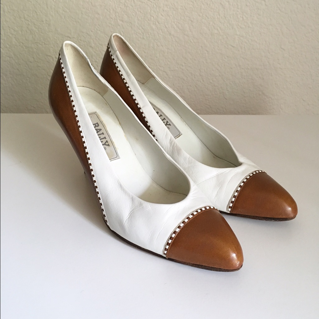 Bally Brown White Heels